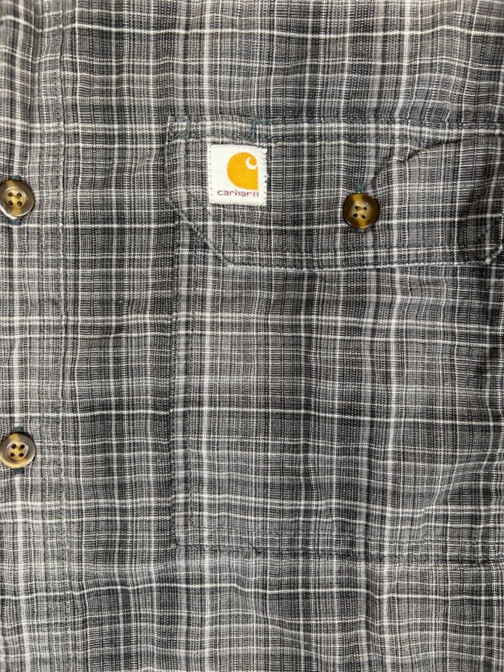 Carhartt Men XL Regular Gray Plaid Relaxed Fit Long Sleeve Cotton Work Shirt - Picture 5 of 9